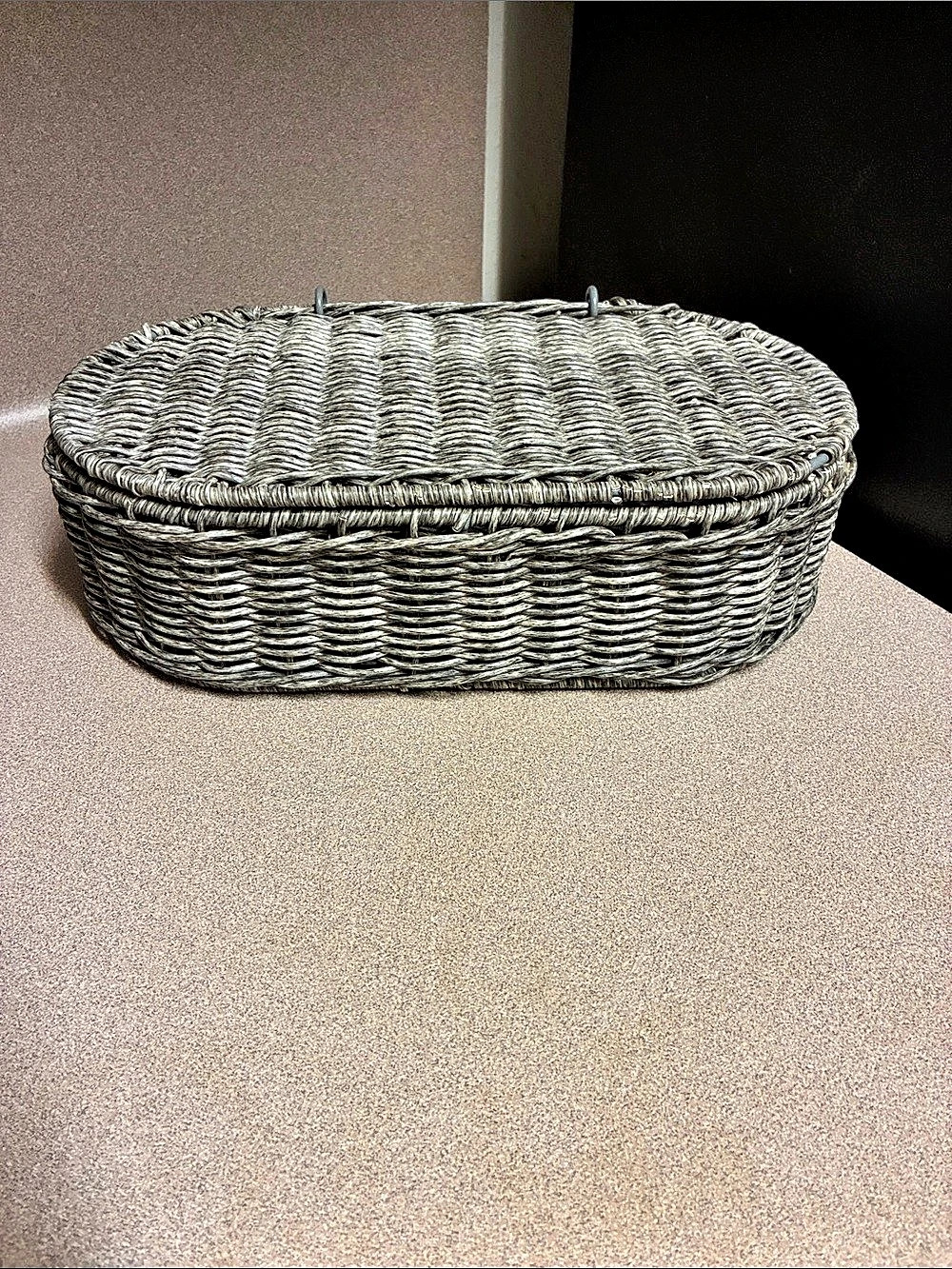 Vintage style woven wicker basket with oval shape